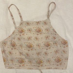 Floral tie crop top, no brand listed